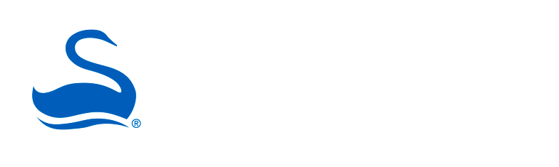company logo with red swan